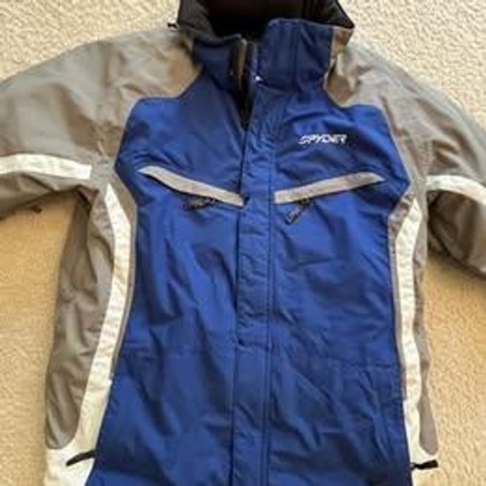 Spyder Leader Blue Gray Winter Ski Snowboard Jacket Men L